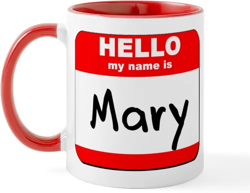 Vista 20 de CafePress Taza de café de cerámica con texto en inglés «Hello My Name Is Mary», de 11 oz (11.0 fl oz)