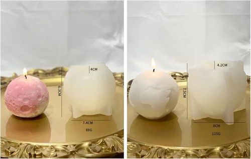 Vista 6 de Moldes de vela Earth&Moon para hacer velas, molde de resina epoxi en forma de globo 3D, molde de aromaterapia modelo exterior de la tierra, moldes