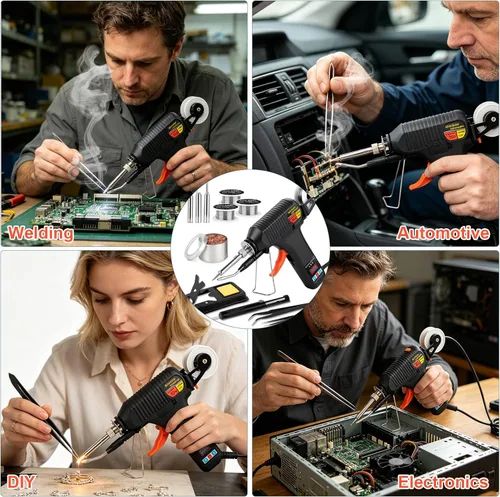 Vista 7 de Kit de pistola de soldadura, soldador de temperatura ajustable de 80 W