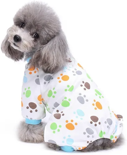 Vista 14 de s-lifeeling Disfraces de perro para chamarra para interiores y exteriores Mermaid Patrón cómodo cachorro pijamas suave perro Jumpsuit Camisa mejor
