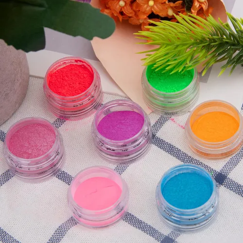 Vista 5 de Duufin 36 colores de pigmento de uñas en gel acrílico pigmentos coloridos luminosos iridiscentes con purpurina perlado de alto brillo halo en polvo