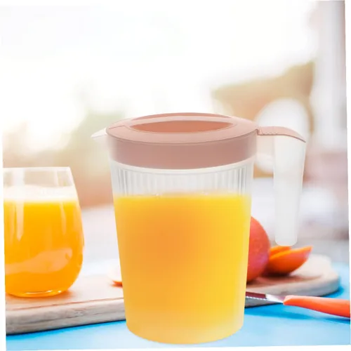 Vista 4 de HEMOTON Jarra de plástico de gran capacidad, almacenamiento de bebidas de leche, agua, fácil de limpiar, mango portátil, diseño a rayas