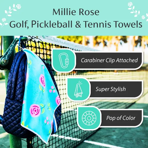 Vista 6 de Millie Rose - Toallas de tenis con múltiples estampados de moda, toallas de tenis de algodón de microfibra suave de 15 x 17 pulgadas con clip