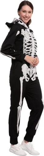 Vista 4 de Spooktacular Creations Mono de pijama de esqueleto para adultos mujeres y hombres disfraz de Halloween truco o trato fiesta temática XXL