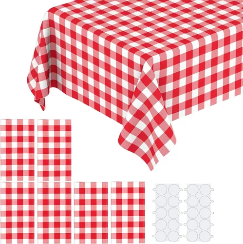 Vista 14 de Paquete de 2 manteles de plástico blanco, 108 x 54 pulgadas, manteles rectangulares desechables bohemios para bodas, pícnics y fiestas