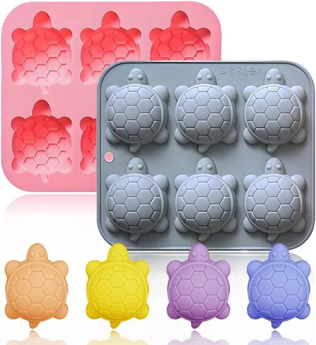 Vista 10 de Paquete de 2 moldes de chocolate con 36 cavidades de silicona de tortuga para pasteles, gomitas, gelatina, cubitos de hielo, herramientas