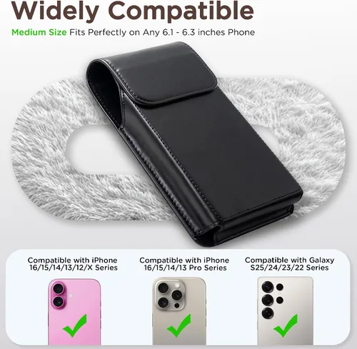 Vista 2 de Funda con clip para cinturón para iPhone 17, 17 Pro, 16, 16 Pro, 15, 15 Pro, 14, 14 Pro, 13, 13 Pro, 12, Galaxy S25, S24, S23, Funda de cuero
