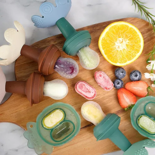 Vista 6 de Haakaa Flower Baby Alimentador de alimentos frescos con bandeja para congelador, molde de paletas de leche materna para alivio de enfriamiento