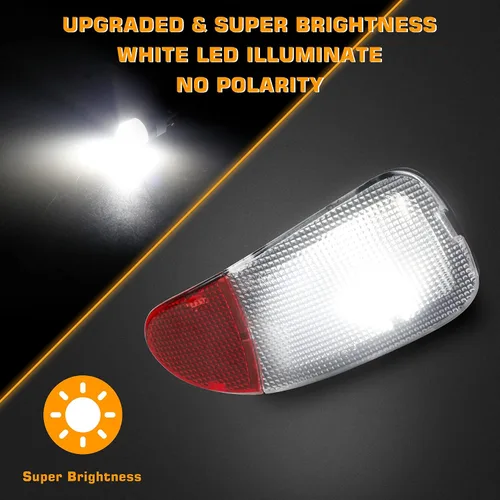 Vista 3 de HERCOO Luz LED de Panel de Puerta Interior Luces de Cortesía Cubierta de Lente Carcasa de Lámpara Bombillas Blancas Ensamblaje Compatible con Ford