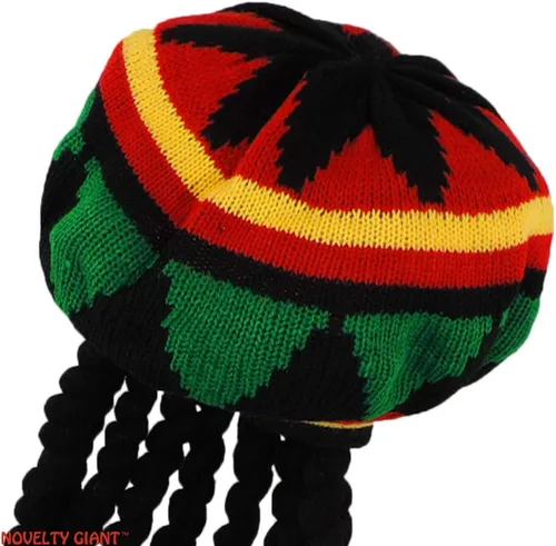Vista 4 de NOVELTY GIANT WWW.NOVELTYGIANT.COM Rasta Dreadlock Reggae Jamaican Rhasta Hat wPot Leaf Gafas de sol