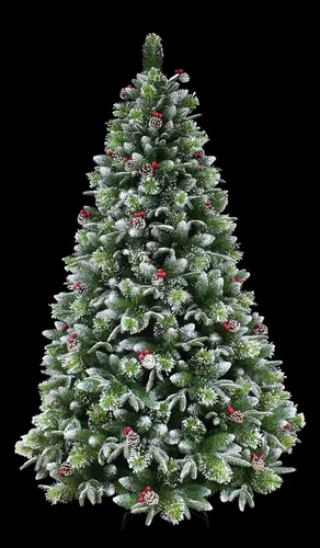 Vista 9 de Árbol de Navidad de pino flocado súper doble preiluminado con luces LED que cambian de color (5 pies preiluminado)