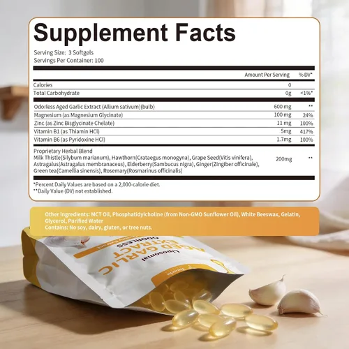 Vista 8 de Totaria Cápsulas de extracto de ajo envejecido liposomal, ajo envejecido inodoro con magnesio, zinc, vitamina B, mezcla de hierbas antioxidantes