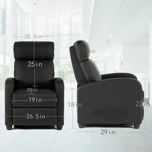 Vista 3 de Silla reclinable moderna de piel sintética, sillón reclinable individual, sofá individual, asiento reclinable, asiento reclinable para sala de estar
