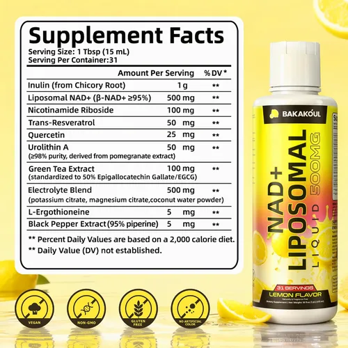 Vista 4 de Suplemento líquido liposomal NAD+ - Diseñado para ayudar a apoyar la absorción - absorción celular mejorada, ayuda a apoyar la salud celular normal