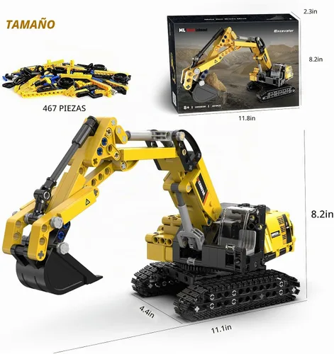 Vista 2 de Juguetes de construcción STEM para niños de 6, 7, 8, 9, 10, 11, 12 años de edad, kit de bloques de construcción modelo de excavadora, juguetes