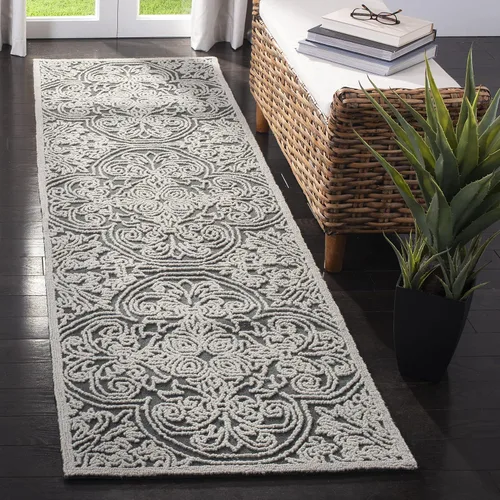 Vista 28 de SAFAVIEH Trace Collection - Alfombra decorativa de 2 x 3 pies, color marfil, lana hecha a mano, ideal para zonas de alto tráfico en entrada, sala