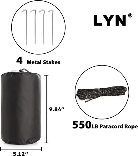 Vista 2 de LYN Tienda de campaña de emergencia reutilizable con cremallera extragrande, impermeable, térmica, ignífuga, ligera, con paracord✚estaca