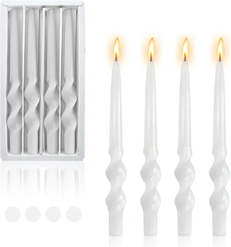 Vista 24 de SM101 - Vela cónica roja, velas en espiral de 10 pulgadas, velas largas cónicas sin goteo para cena, mesa de comedor, boda, fiesta, fiesta, Rojo