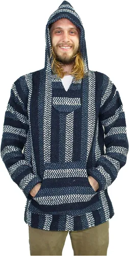 Vista 3 de Baja Joe - Sudadera con capucha tejida a rayas ecológicas