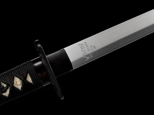 Vista 5 de Espada samurái afilada hecha a mano Katana negra réplica de Enter The Ninja Sword Real Battle Ready Ninjato