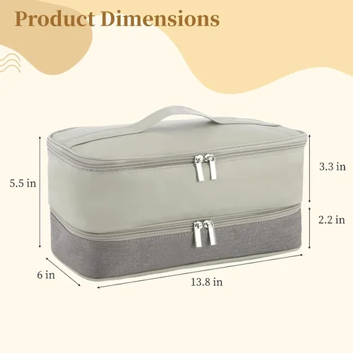 Vista 6 de Estuche de transporte de viaje para secador de pelo, compatible con Airwrap, Shark FlexStyle, Revlon Dryer, bolsa de almacenamiento de doble capa