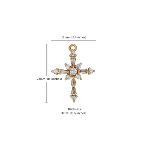 Vista 3 de Zirconia Crystal Rhinestone Cross Charms for Jewelry Making Bracelet Necklace Choke Earring Pendant Key Chain Craft Supplies DIY Accessories