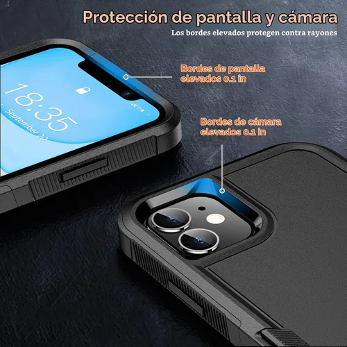 Vista 4 de SPIDERCASE Funda a prueba de golpes para iPhone 11, [protección contra caídas de grado militar de 10 pies], con 2 piezas