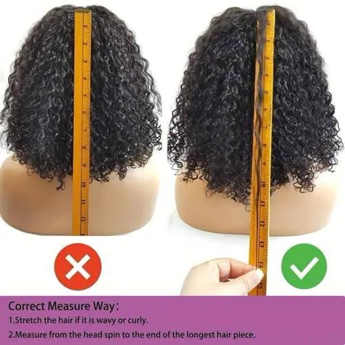 Vista 4 de Peluca Bob rizada de pelo humano 4x4 de encaje HD frontal; pelucas de pelo humano para usar y quitar, sin pegamento; pelucas de pelo humano Peluca