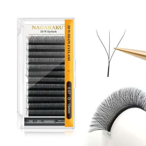 Vista 33 de NAGARAKU Extensiones de pestañas prefabricadas en abanico 3D W 0.05 C 0.315 0.05-C 3D W
