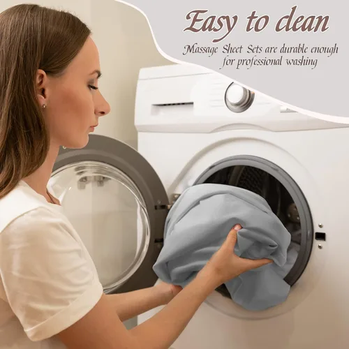 Vista 7 de Oudain Juego de 2 sábanas de microfibra suave para mesa de masaje, resistente al aceite y a las arrugas, juego de 3 piezas, suministros de terapia