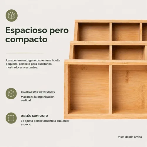 Vista 3 de Theodore Organizador vertical de té de bambú, capacidad para 180 bolsas de té, caja compacta de almacenamiento de té de madera para el hogar