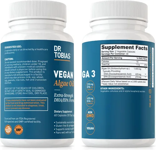 Vista 9 de Dr. Tobias Colon Everyday Health & Vegan Omega 3 Aceite de algas - Bienestar digestivo y apoyo diario para la salud con cáscara de psyllium y DHA