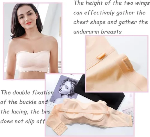 Vista 5 de Filifit - Brasier antideslizante de seda de hielo, brasier de tubo de seda de hielo, brasier sin tirantes de talla grande para mujer (XL, piel)