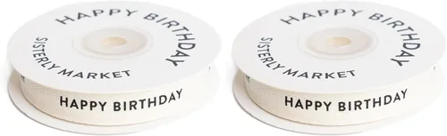 Vista 18 de Cinta de algodón en espiga personalizada, cinta de regalo natural de 5/8 pulgadas con frase impresa Best Day, 10 yardas