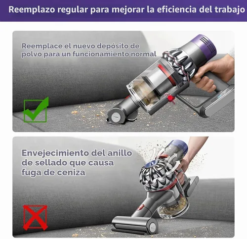 Vista 7 de Recipiente de Polvo Mejorado de Repuesto Compatible con Dyson Cyclone V10 Animal, V10 Total Clean, V10 Absolute, V10 Animal, SV12 para el Recipiente