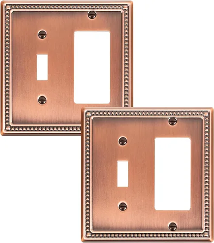 Vista 153 de Paquete de 2 cubiertas de placa de interruptor de luz de doble palanca, cubiertas decorativas de placa de doble interruptor Pearls, placa de pared