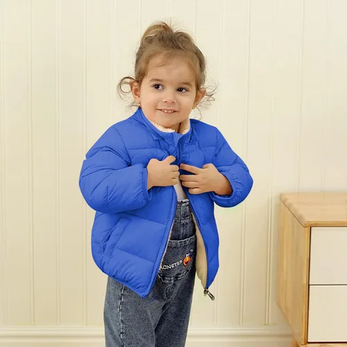 Vista 7 de XMWEALTHY Chaqueta de plumón con capucha para bebés y niñas, abrigo de invierno cálido con forro polar