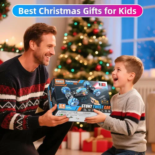 Vista 3 de Gigilli Auto de acrobacias RC con detección de gestos para niños de 8 a 12 años, autos RC para niños, juguetes de giro y deriva con luces de música