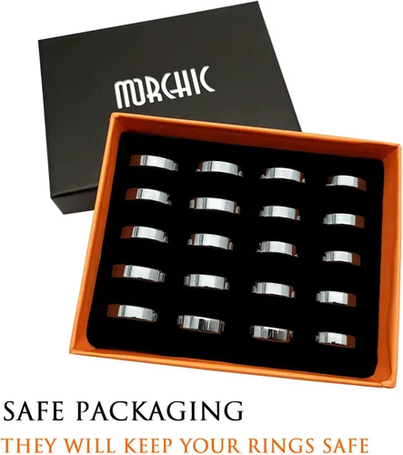 Vista 2 de Morchic - Anillos unisex de piedras de hematita, para equilibrar ansiedad, chakra raíz, (paquete de tamaños mixtos)