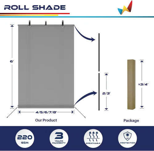 Vista 5 de Windscreen4less Persianas opacas enrollables para exteriores, pantalla de privacidad para pérgola, balcón, porche, cochera, terraza, ventana, 8' An