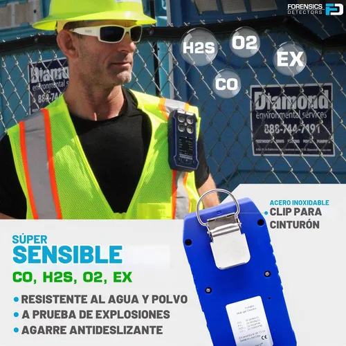 Vista 4 de Monitor de gas Multigas 4 con certificado de calibración NIST de EE. UU. CO, H2S, CO, EX LEL
