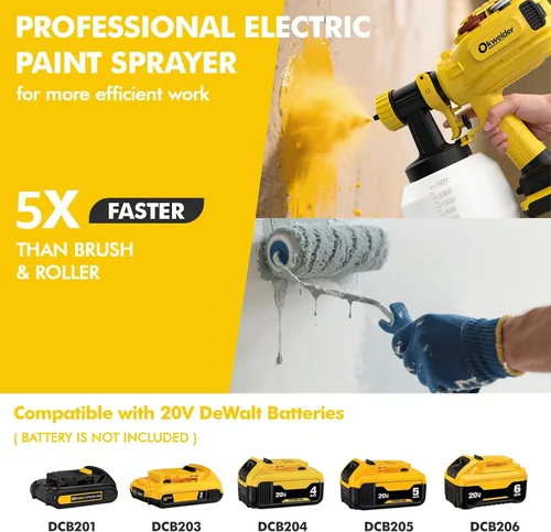 Vista 4 de Pulverizador de pintura inalámbrico, pistola de pintura eléctrica con recipiente de 50.7 fl oz, pistola de pintura con 2 cabezales de pulverización