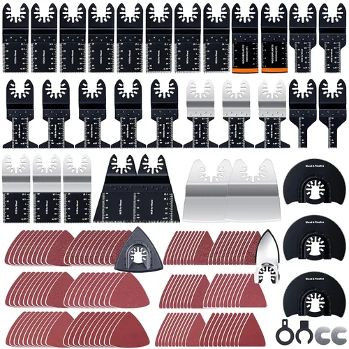Vista 9 de CONNOO Paquete de 120 hojas de sierra oscilantes, cuchillas oscilantes multiherramienta para madera y plástico, dientes largos japoneses, kits