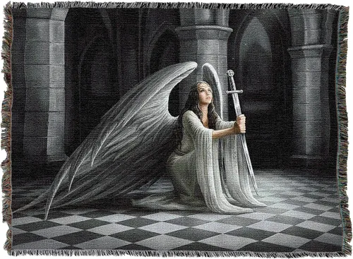Vista 2 de Pure Country Weavers Anne Stokes Gothic Collection - Manta de ángel de la bendición – Tapiz de fantasía para regalo tejido de algodón – Fabricado