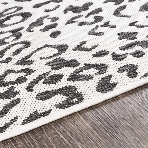 Vista 7 de Livabliss Esperanza - Alfombra de leopardo para exteriores, 2 x 2 pies 11 pulgadas, negro/blanco