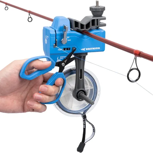 Vista 6 de KastKing Kalibrate - Enrollador de línea de pesca y tijeras de trenzado de 5 pulgadas, con contador de líneas, accesorios patentados, portátil