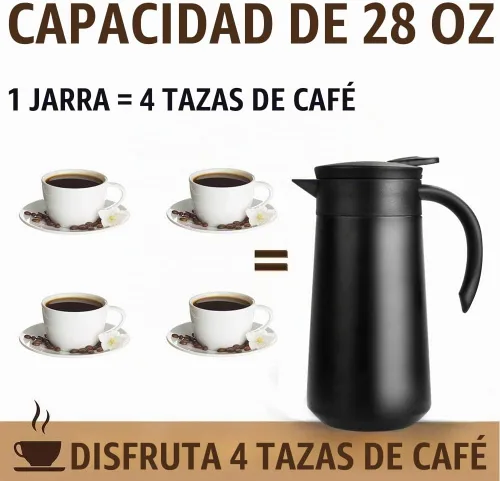 Vista 4 de Jarra de Café de 28 onzas Airpot Aislada Urna de Café de Acero Inoxidable Termo al Vacío Frasco para Café, Agua Caliente, Té, Bebidas Calientes