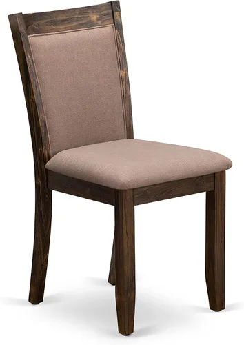 Vista 9 de East West Furniture F2MZ7-748 - Juego de mesa y sillas de cocina de 7 piezas que consta de una mesa redonda de comedor con pedestal y 6 sillas