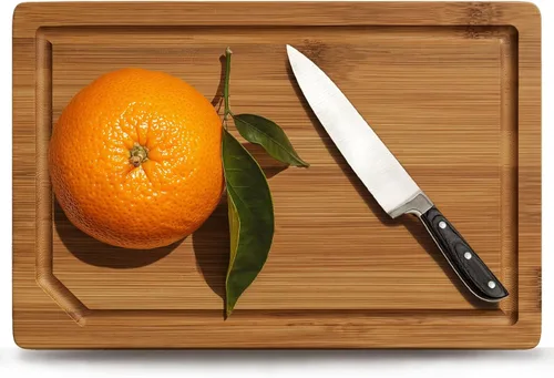 Vista 13 de Tabla de cortar de bambú de 24 pulgadas para cocina, tabla de cortar de madera extra grande con ranura profunda para jugo y mango, tabla de cortar