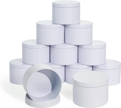 Vista 11 de Aroparc Latas para velas de 8 onzas con tapas, paquete de 24 tarros redondos de metal sin costuras, recipientes vacíos a granel para bricolaje Negro